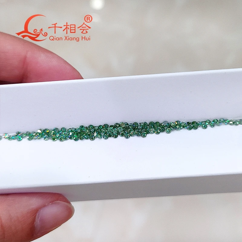 dark green  color  0.5CT per bag 1.0mm to 2.9mm small melee size  moissanite round shape loose stone for jewelry making