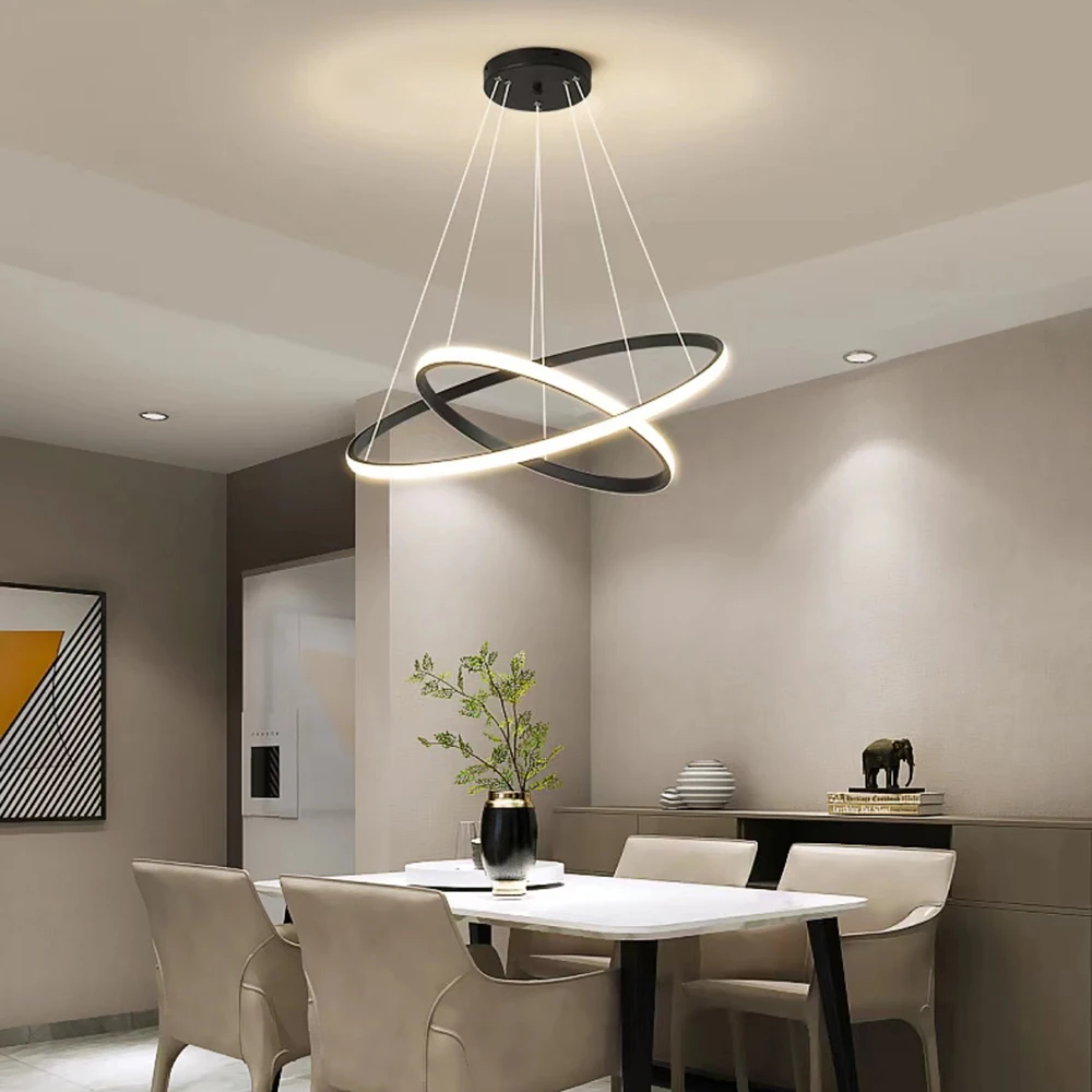 Simple Modern LED Pendant Chandelier Adjustable Indoor Lighting High Brightness Decor Ornament for Dining Bar Living Room Shop