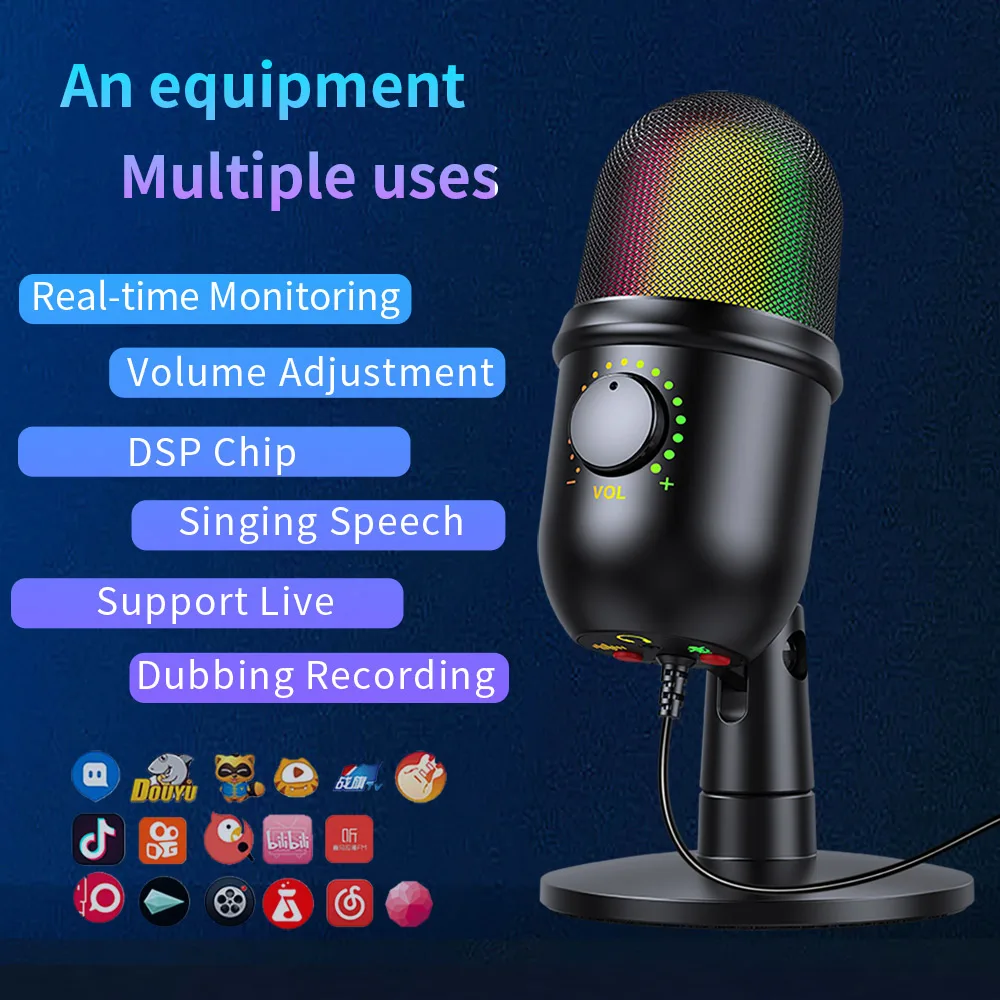 Конденсаторный микрофон Lewinner V5, USB-микрофон для студийной видеосъемки в реальном времени, с шумоподавлением, подходит для ПК, iPhone, Youtube, игр в прямой поставке