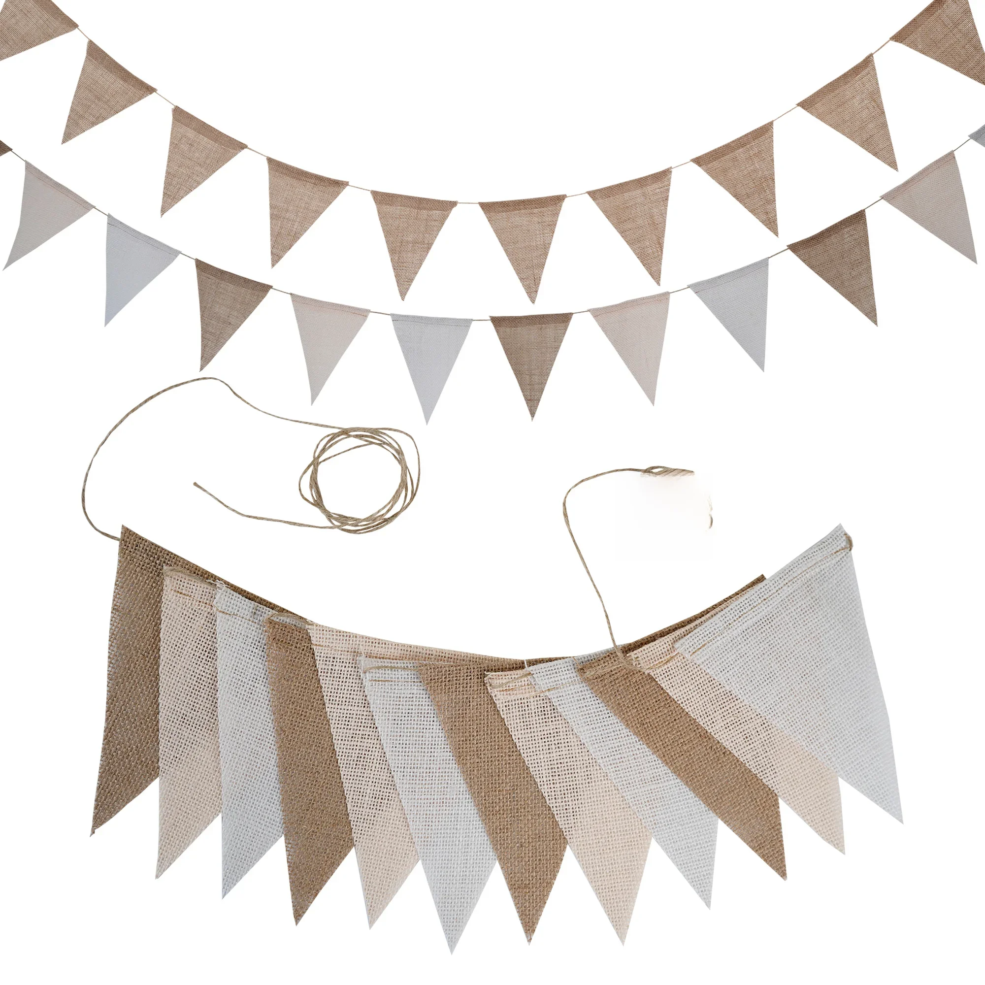 12 flagi/13 flagi flagi proporczyków Hessian dekoracje weselne trznadel Vintage rekwizyt do zdjęcia banery strona główna Baby Shower karnawałowa girlanda — zdjęcie 2