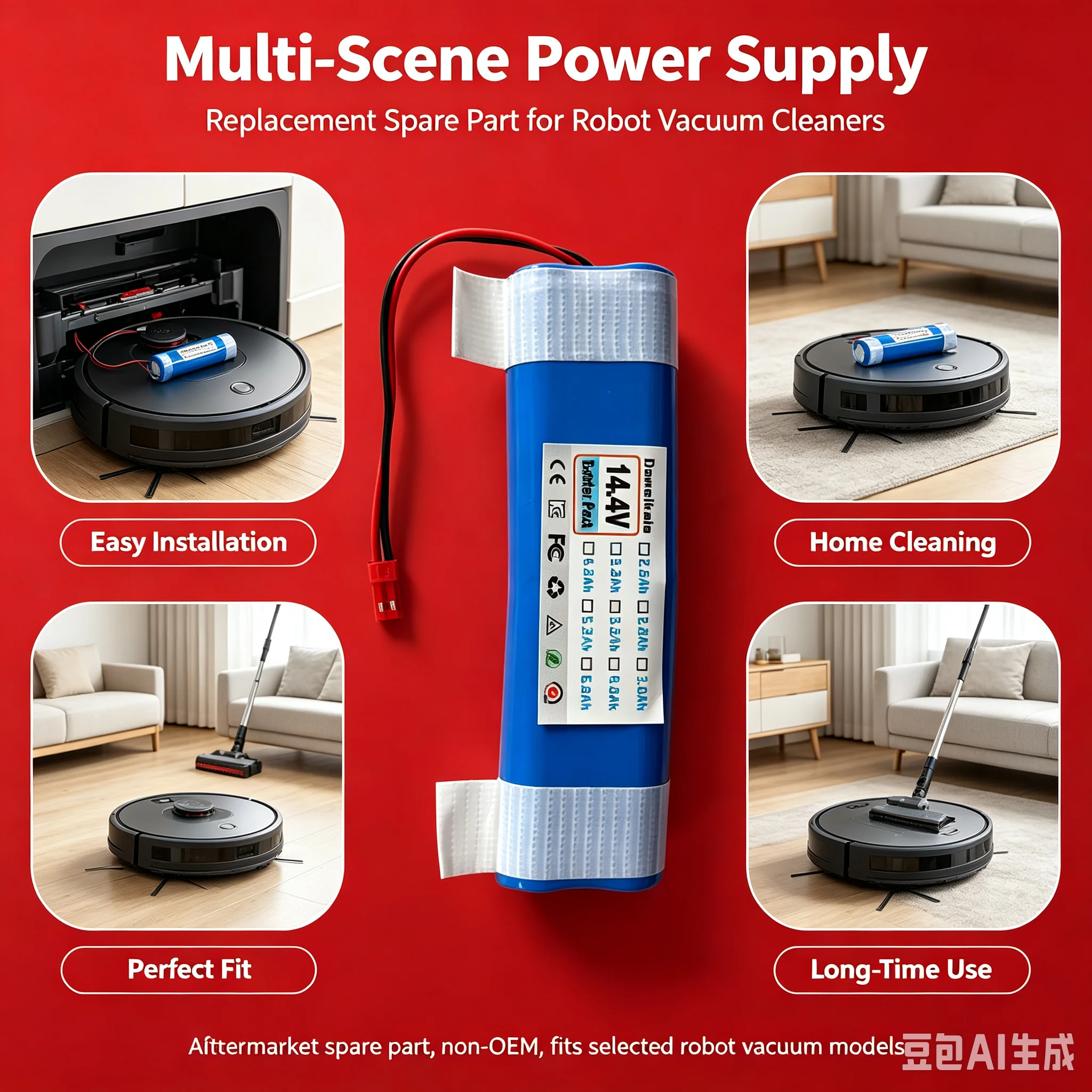 Batteria al litio 18650 ad alta capacità, 14,4 V, 3500 mAh, modello PX-B010, alimentazione stabile, ricambio durevole, interamente compatibile con gli aspirapolvere intelligenti ILIFE V3s Pro, V5s