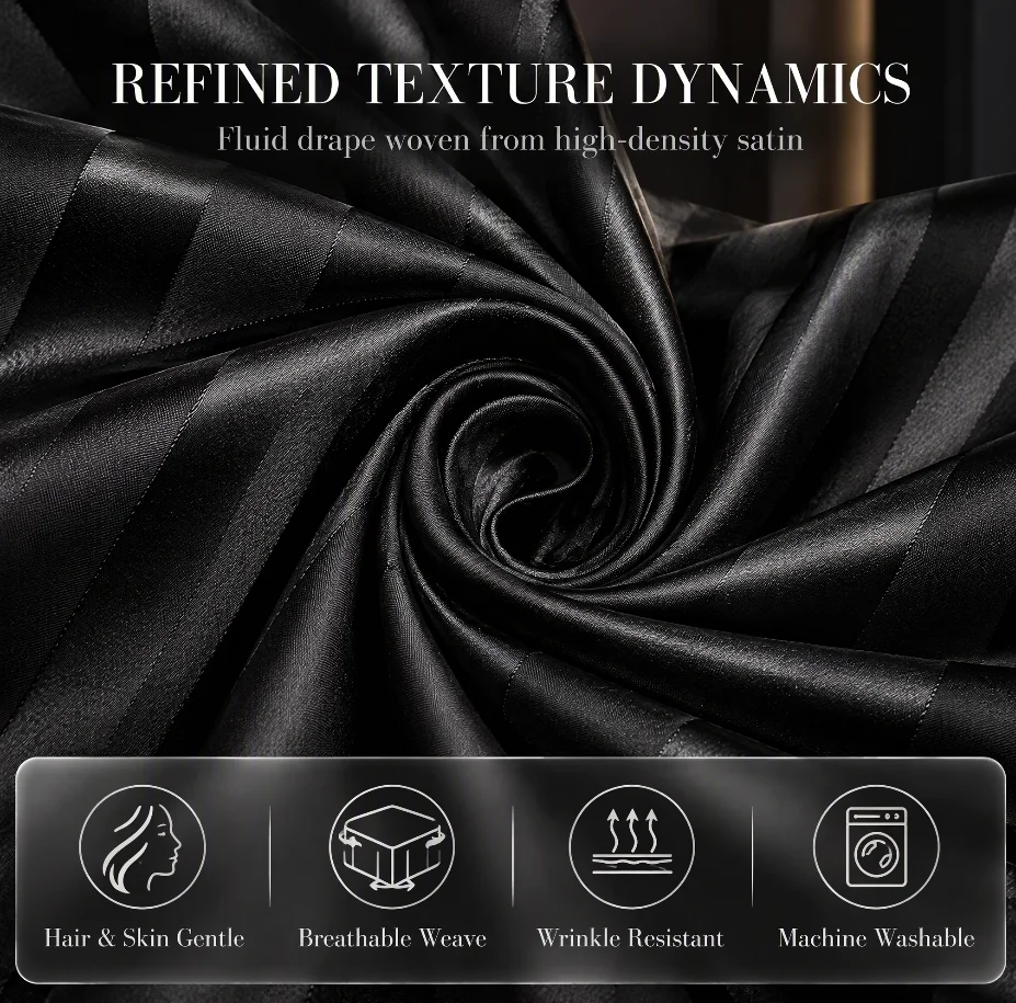 Striped Bed Sheet Set 4 Pieces, Twin Full Queen King Size, Ultra Smooth Luxury Bedding Set, Deep Pocket Fitted Sheet with Flat Sheet & Pillowcases, Wrinkle Resistant for Bedroom Decor