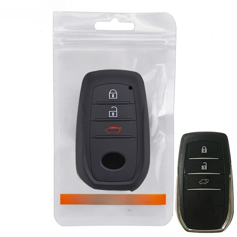 3 przyciski silikonowe etui klucza samochodowego pokrowiec na toyotę Highlander Land Cruiser Riez 86 Hilux Innova Fortuner Rav4 Camry Prado Shell — zdjęcie 2