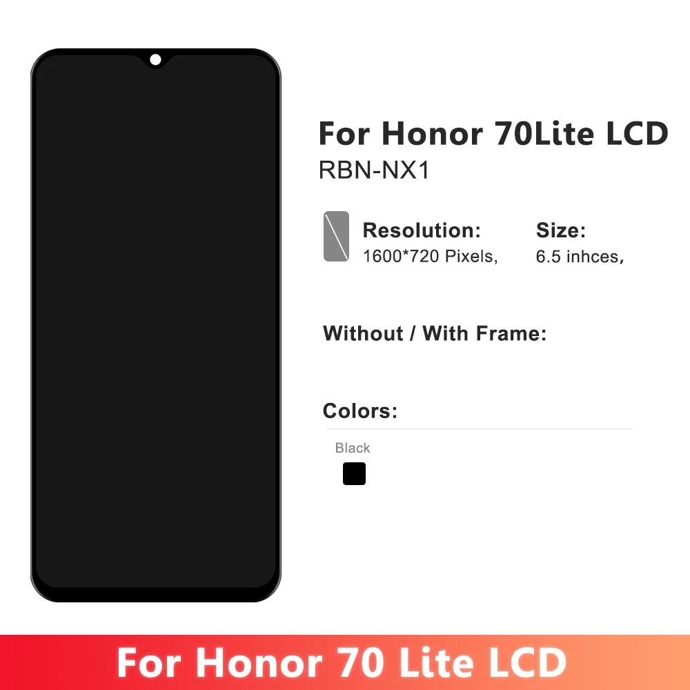 For Huawei Honor 70 Lite LCD RBN-NX1 Display Touch Screen Digitizer Assembly For Honor70Lite Display Replacement with Frame