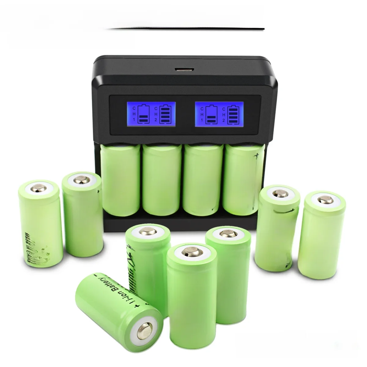 2800mAh 16340 bateria 3.7V akumulator 4 szt. CR123A bateria do latarki kamery bezpieczeństwa bateria z ładowarką LCD — zdjęcie produktu 7