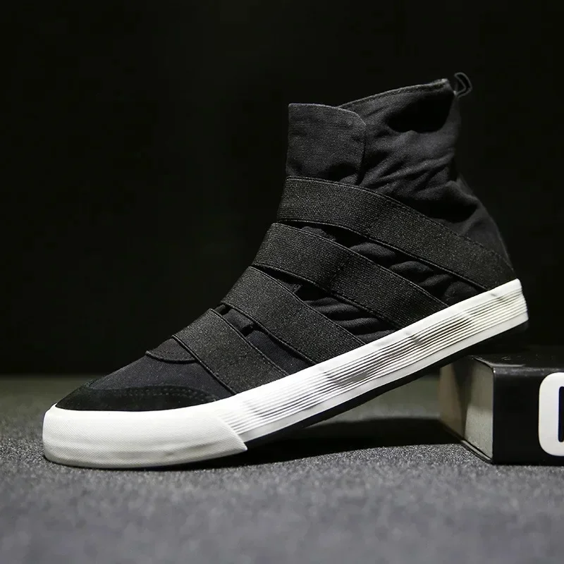 Nowość 2025 Wysokie buty męskie Płaskie buty wsuwane Buty męskie Płócienne buty Plimsolls Espadryle Mężczyzna Trenerzy Zapatillas Hombre — zdjęcie 2