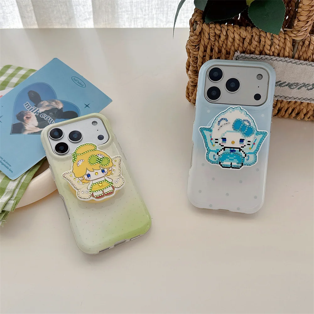 

Simple Polka Dots Magnetic Phone Case for iPhone 15 16 17 16 Pro 17 Pro Max Cover With Magsafe Diamond Cartoon Stand Cute Cases