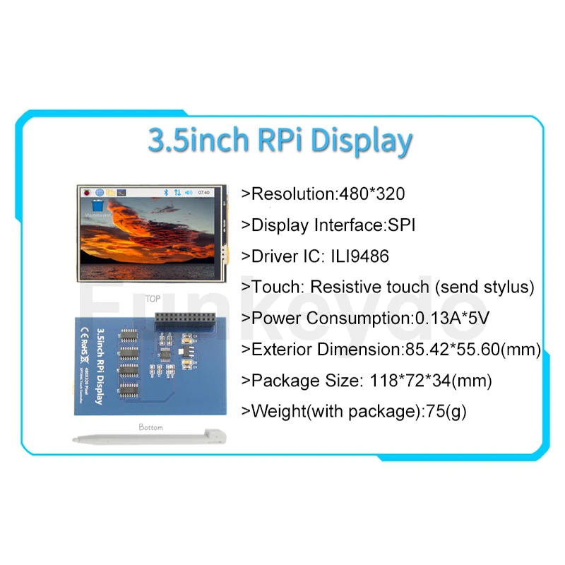 Rapberry Pi 3.5 Inch Touchscreen Display 480X320 Pixel ILI9486 Driver 3.5\