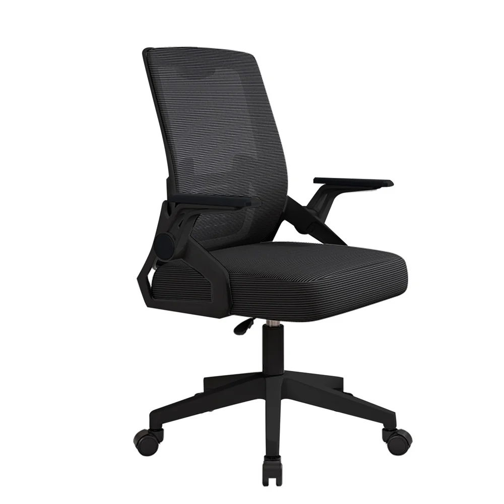 Ergonomic Office Chair Mid-Back Mesh compter Chair with Adjustable heights Flip-Up Arms and Lumbar Support Flip-up Armrest