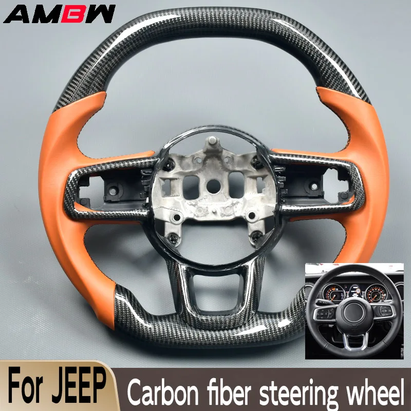 

Sports style For Jeep Wrangler JL 2018-2019 Models LED display screen carbon fibre Customized Steering wheel Perforated leather