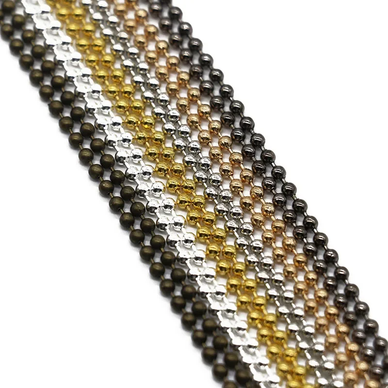 5 metrów metalowa kula łańcuchy bransoletka naszyjnik łańcuch 1.2mm 1.5mm 2mm 2.4mm okrągłe łańcuszki z koralików luzem dla DIY komponenty do wyrobu biżuterii — zdjęcie 2