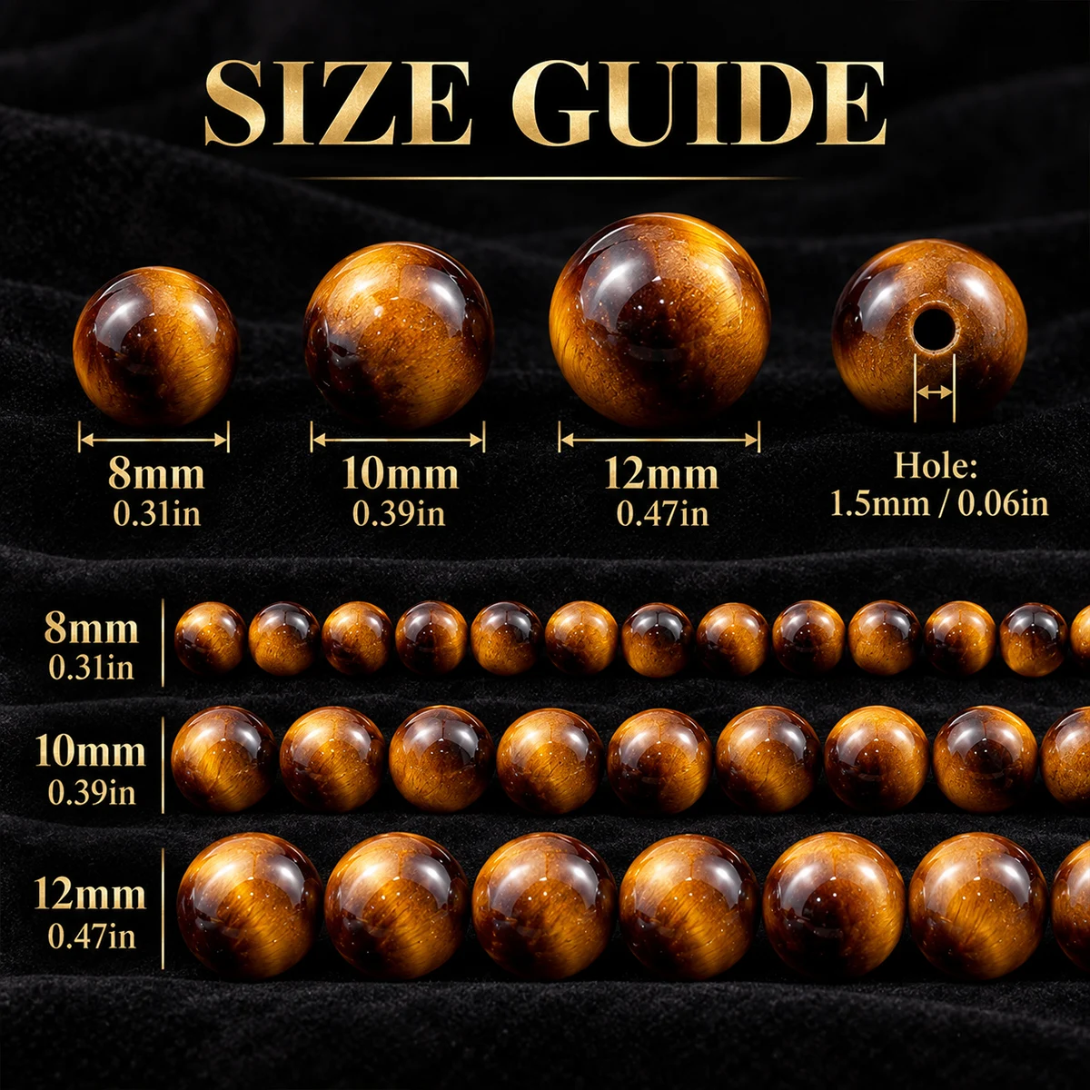 8/10/12mm 16/18/24mm Stone Stained Glass Tigers Eye Brown Spacer Loose Beads For Jewelry Making DIY Bracelets Necklace Accessori