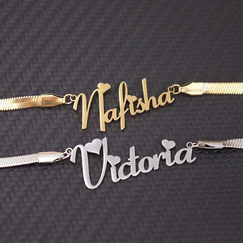 اسم مخصص قلادة Necklace4mm ثعبان سلسلة للنساء شخصية اسم قلادة المختنق الفولاذ المقاوم للصدأ مجوهرات الزفاف هدية