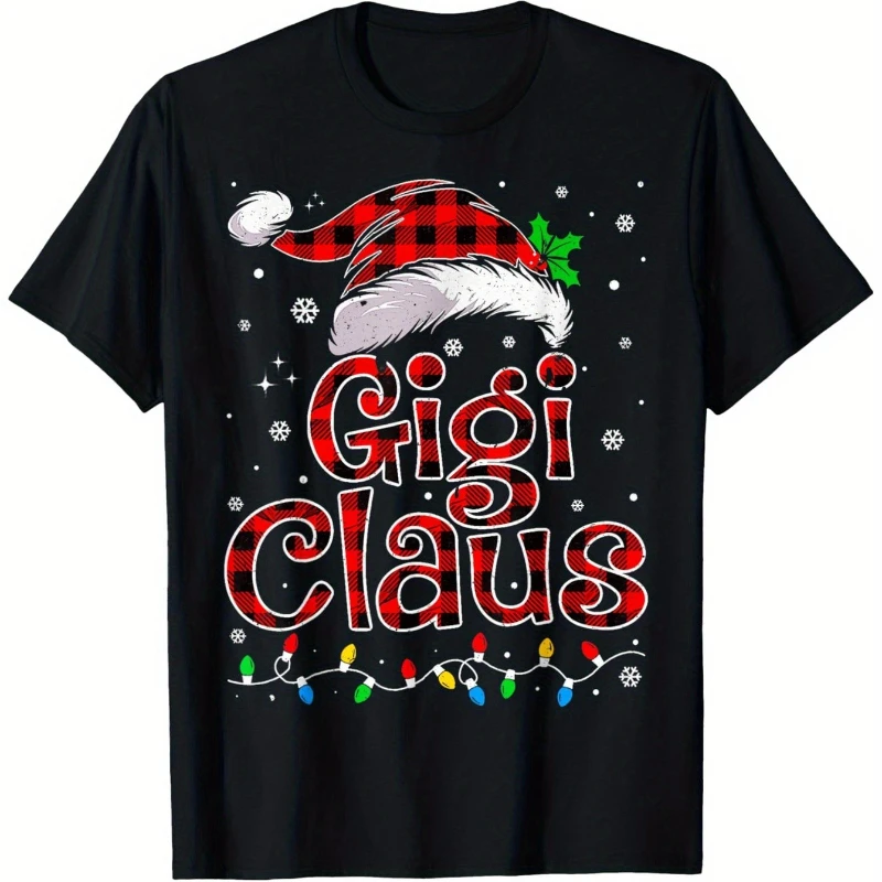 

Christmas Happy Gigi Christmas Lights Men's Graphic T-Shirt fashionable short sleeved comfortable and versatile For All Season T