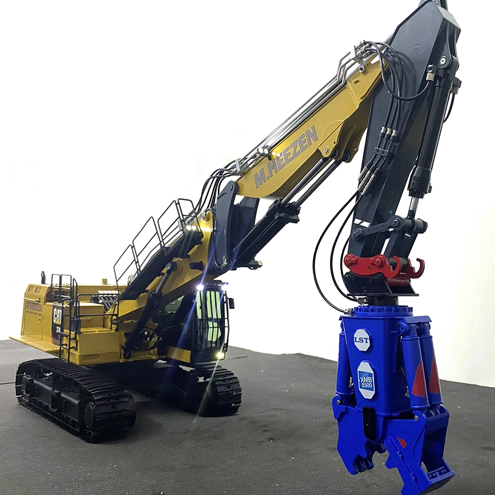 In Stock 1/14 Three-section Arm 374F RC Hydraulic Excavator Metal Demolition Machine Model Toy