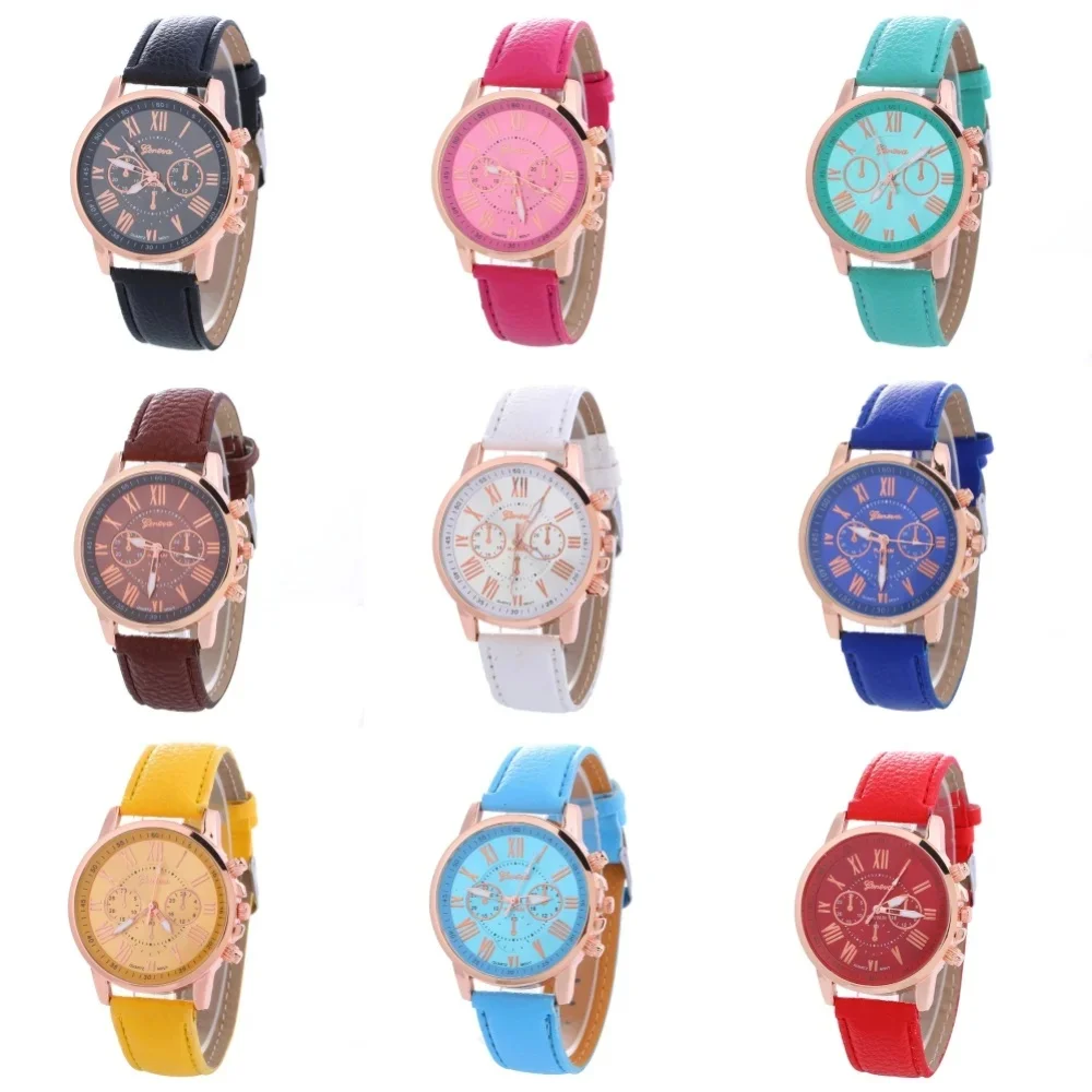 Montres femmes marque Sport Style mode dames Montre en cuir Montre hommes filles Femme montres à Quartz Montre Femme
