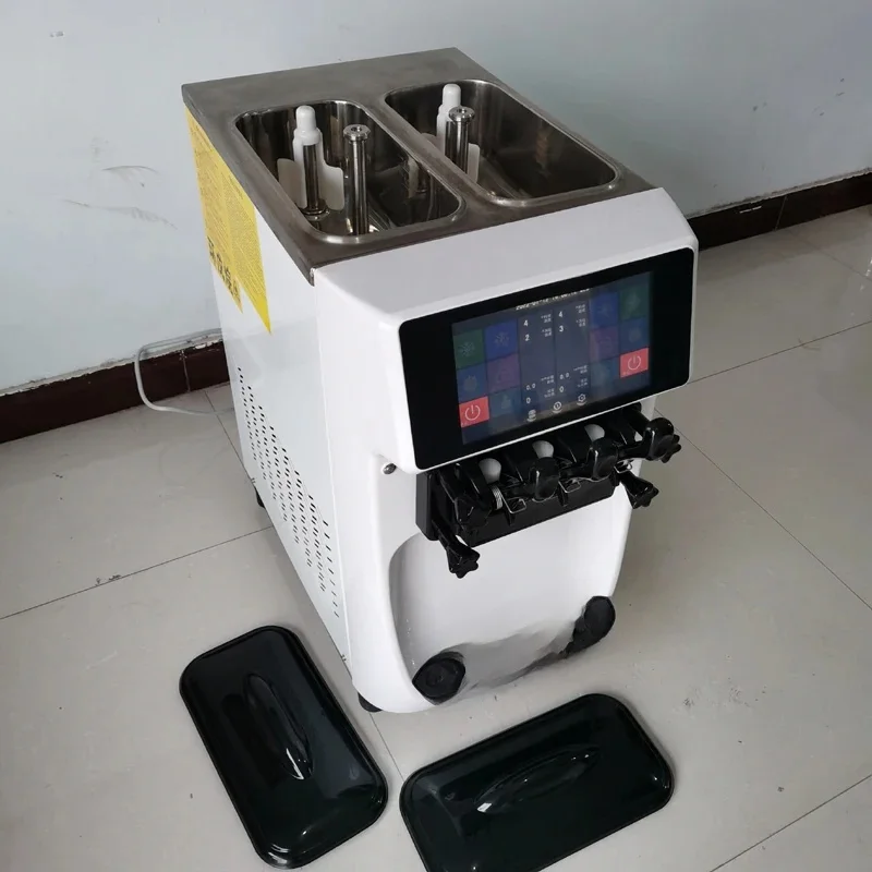Ice Cream Making Machine Stainless Steel 2900W Desktop Type Small Automatic Home Commercial Double Storage Cylinder
