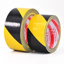 20M Warning Tape Black Yellow Stripe Strong Sticky Waterproof Easy To Break Cloth Duct Tape Self Adhesive Bundle Fixed Duct Tape