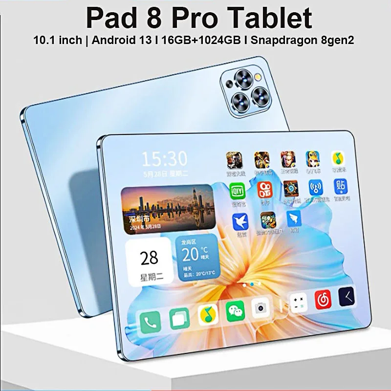 

Original Pad 8 Pro Tablet 10.1 inch Android 13 Global Snapdragon 8gen2 16GB+1024GB 10000mah 5G Dual SIM WIFI HD Full Screen