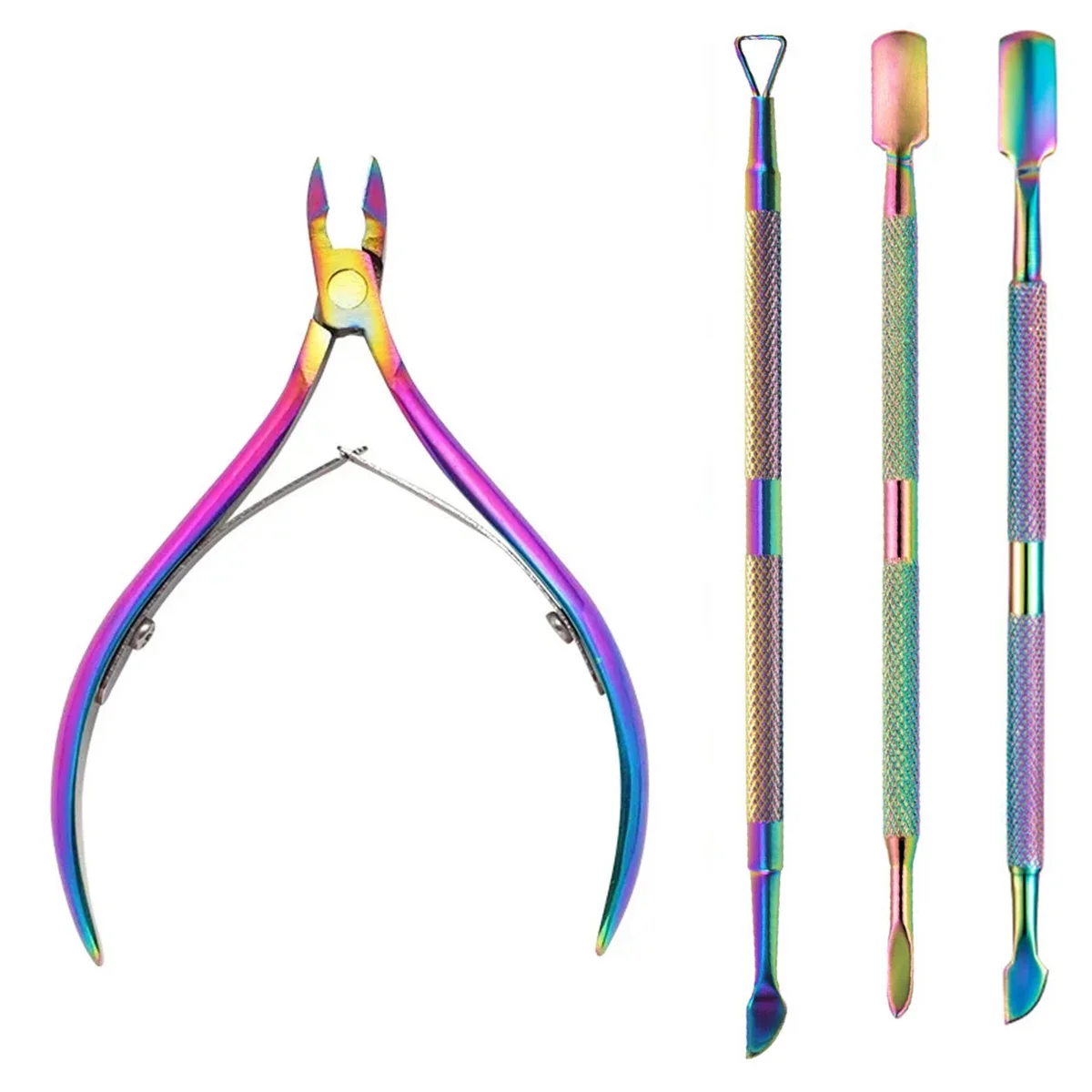4 stks/set Professionele Rvs Nail Cutter Schaar Tangen Muti Functie Cuticle Pusher Remover Nail Care Manicure Kits - afbeelding 2