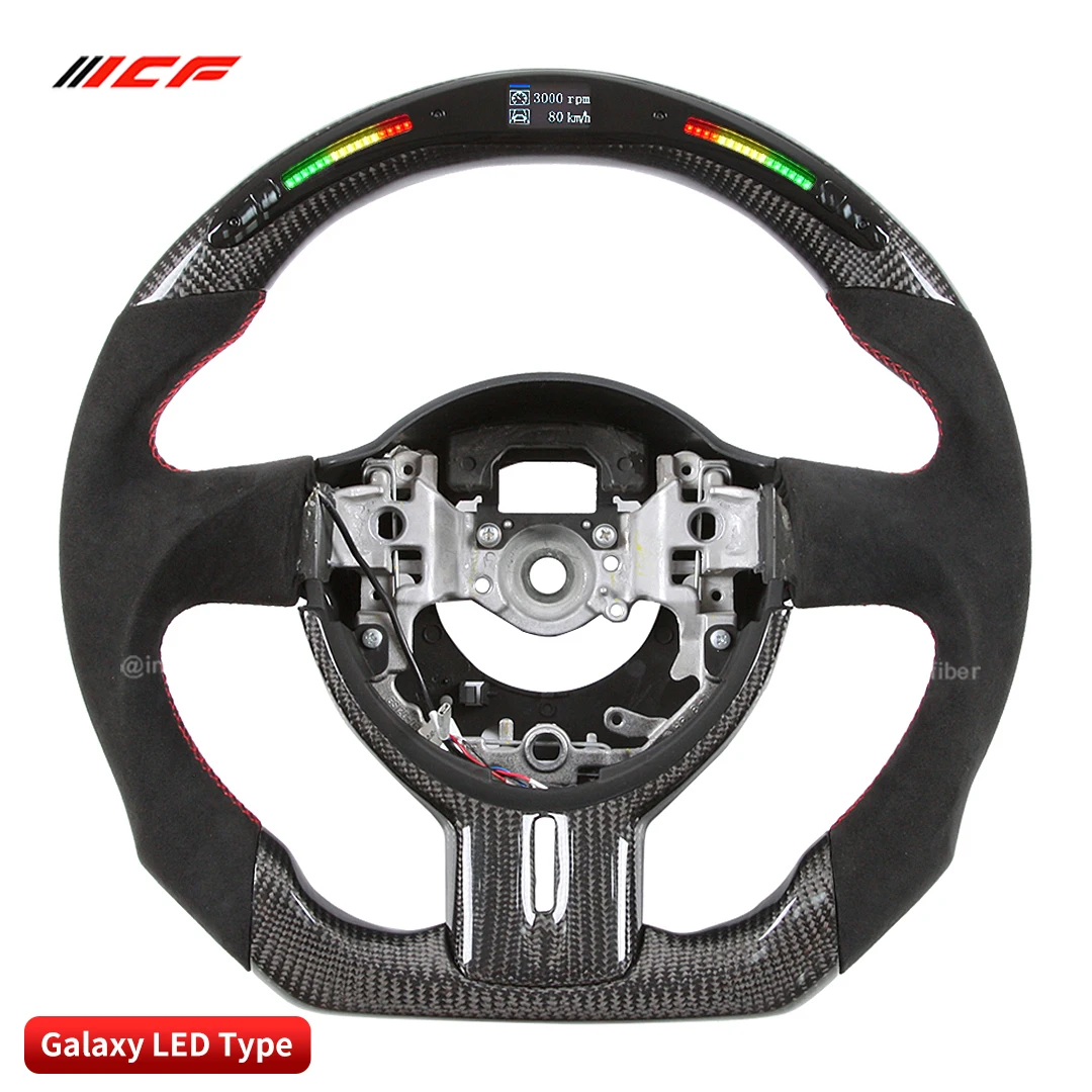 ICF Real Carbon Fiber Steering Wheel Alcantara Leather for TOYOTA 86 Galaxy Pro LED Flash Display
