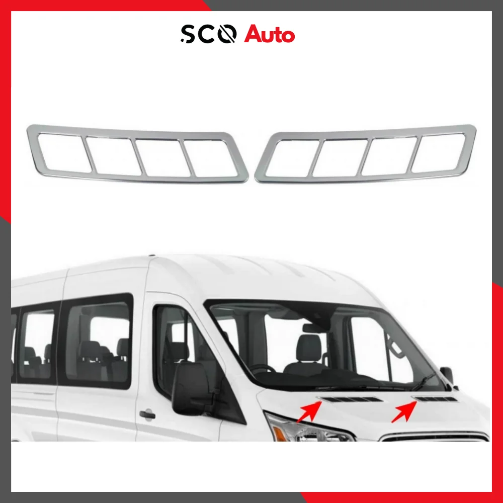 Hood Vent Frame for Ford Transit Stainless Steel 2 Pieces Hood Scope Frame Exterior Accessory for Transit 2014+ Model Tools