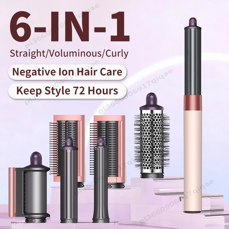 Brosse coiffeur et sèche-cheveux 6 en 1, 110000 tr/min, soins capillaires à grande vitesse, ionique négatif, séchage rapide, coiffeur multi-cheveux