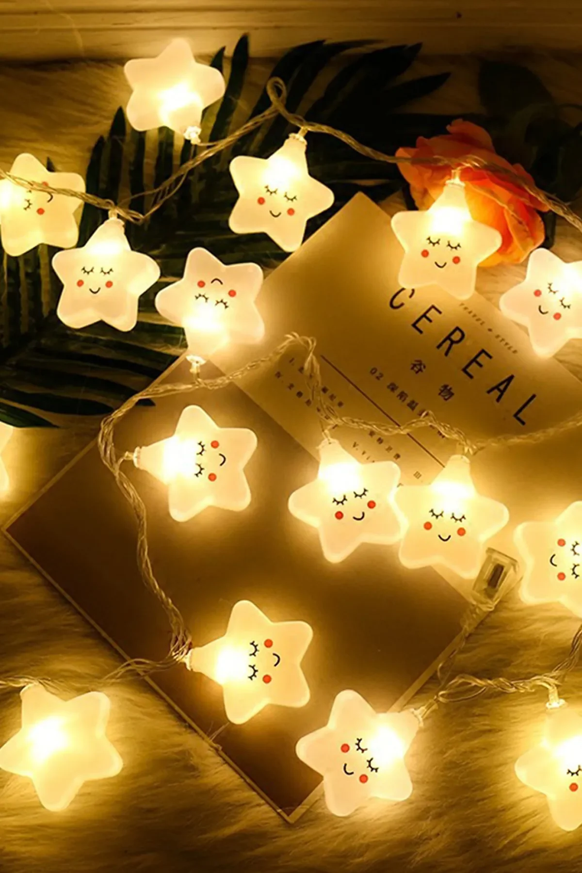 Led Lighted Smiling 10 Star Strings 2 Meters Cute Dim Night Room Lamp Stylish Beautiful Lovely