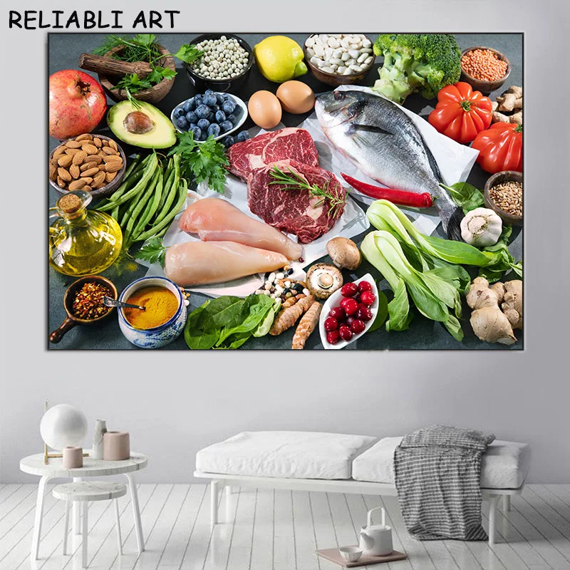 Apple And Grape Pictures Print On Canvas Wall Poster Fruit Painting Home Art For Kitchen And Restaurant Decoration Cuadros