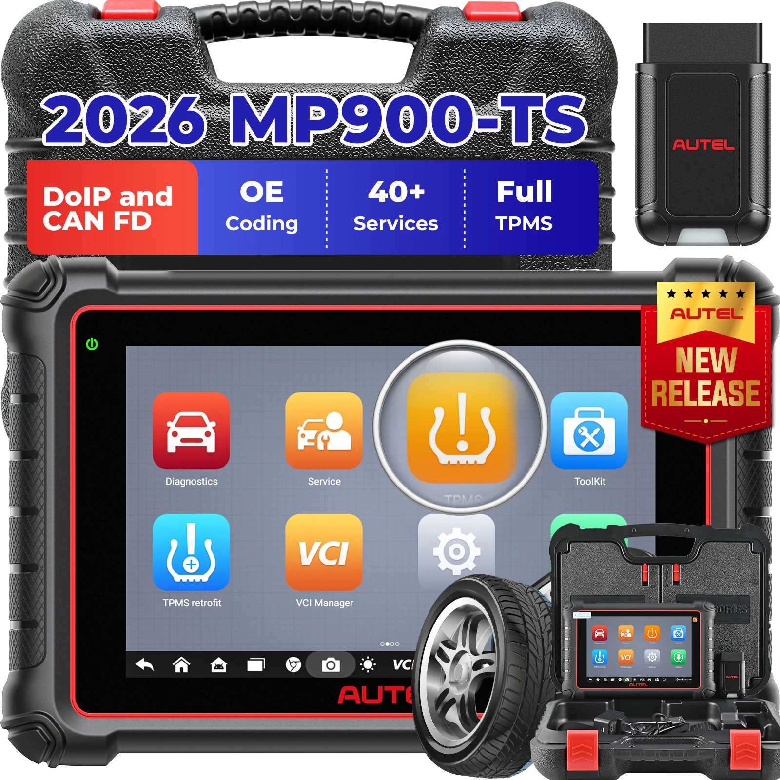Scanner de diagnostic Autel MaxiPRO MP900TS 8 pouces MP900-TS TPMS Outil de diagnostic bidirectionnel pour voiture CANFD DOIP OBD2