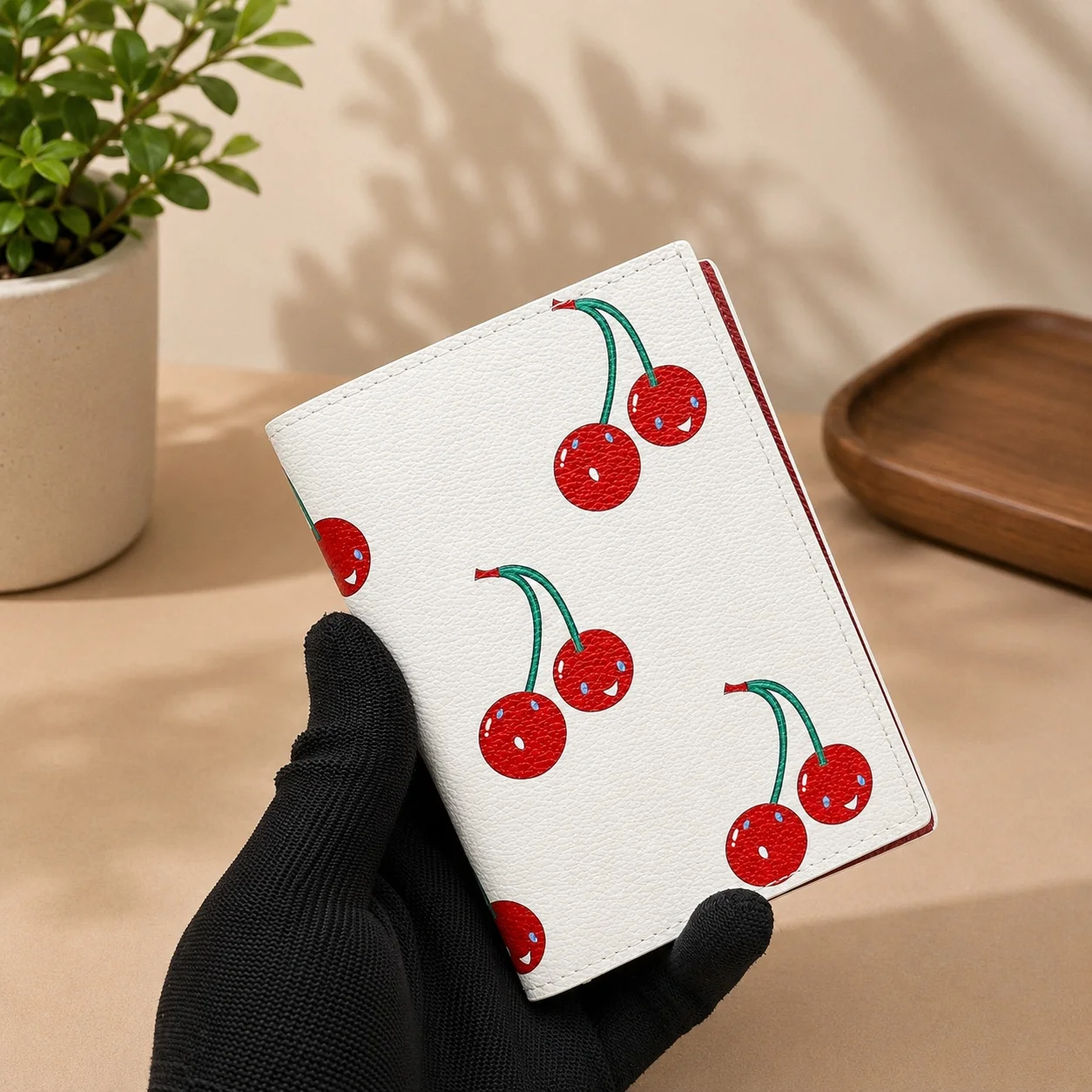 

2026 New Classic Cherry Graffiti Pattern Luxury Wallet/Coin Clip 10x14x2.5cm