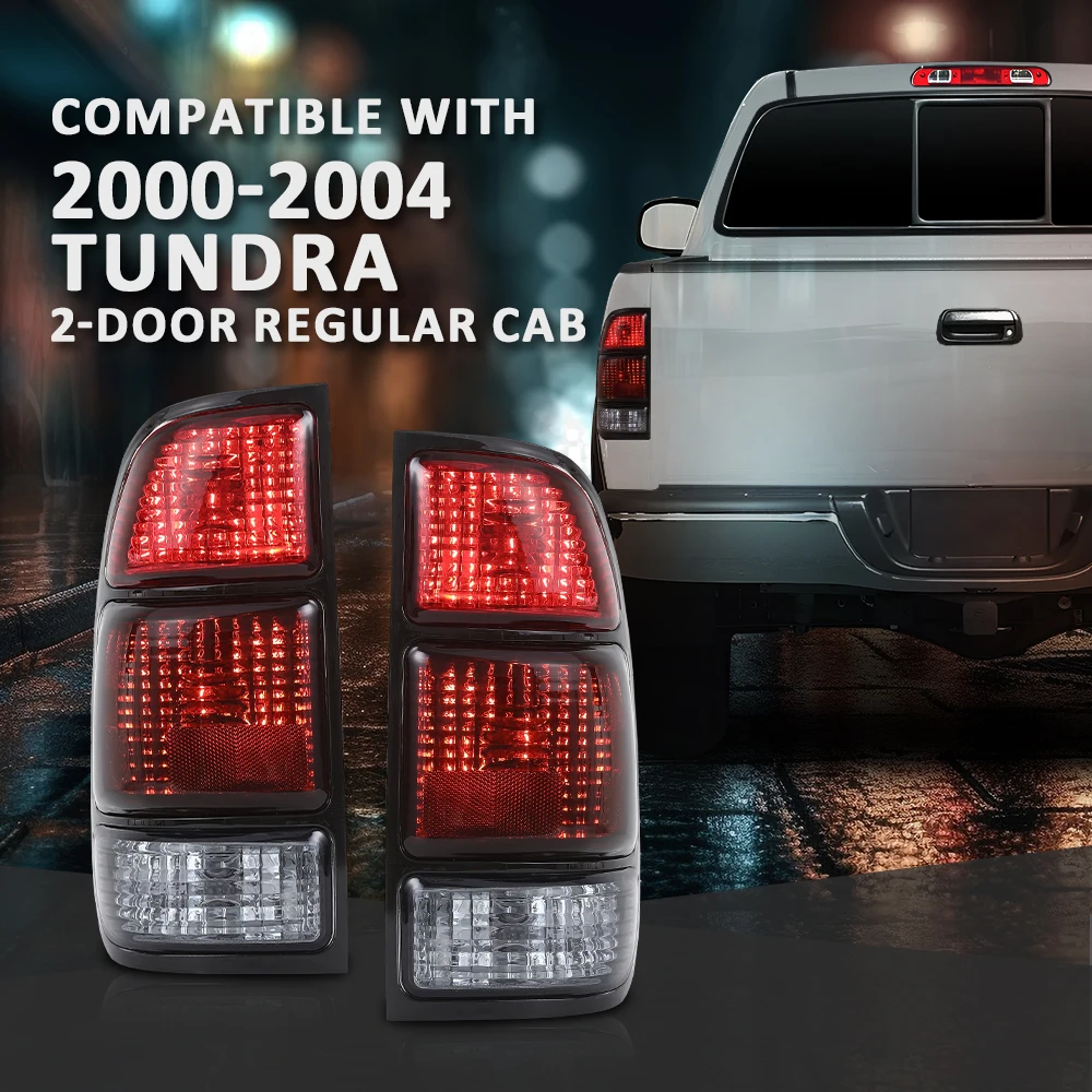 

Tail Lights Lamps Left+Right Fit for 2000 2001 2002 2003 2004 Toyota Tundra Chrome Housing Red Smoke Lens Waterproof Snowproof