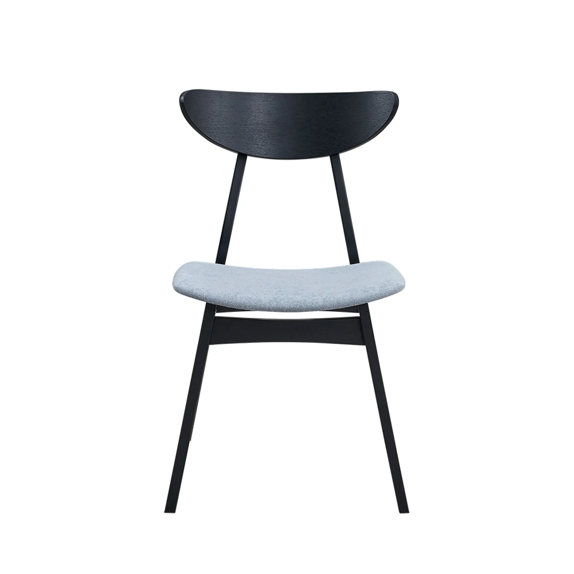 Set of 2 Black Dining Chairs Solid Rubber Wood Frame Soft Upholstered Kitchen Side Chairs Modern Polyester Fabric Seat for Dining Room Living Room Restaurant