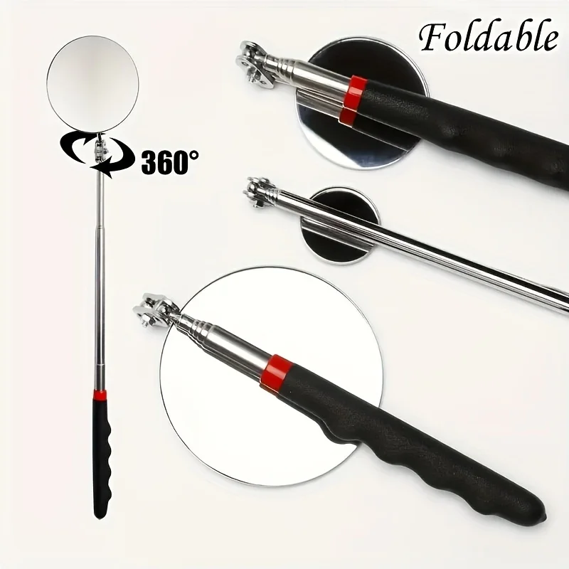 1 360 Degree Rotating Flexible Mechanical Mirror, Extendable and Foldable Mechanical Inspection Mirror