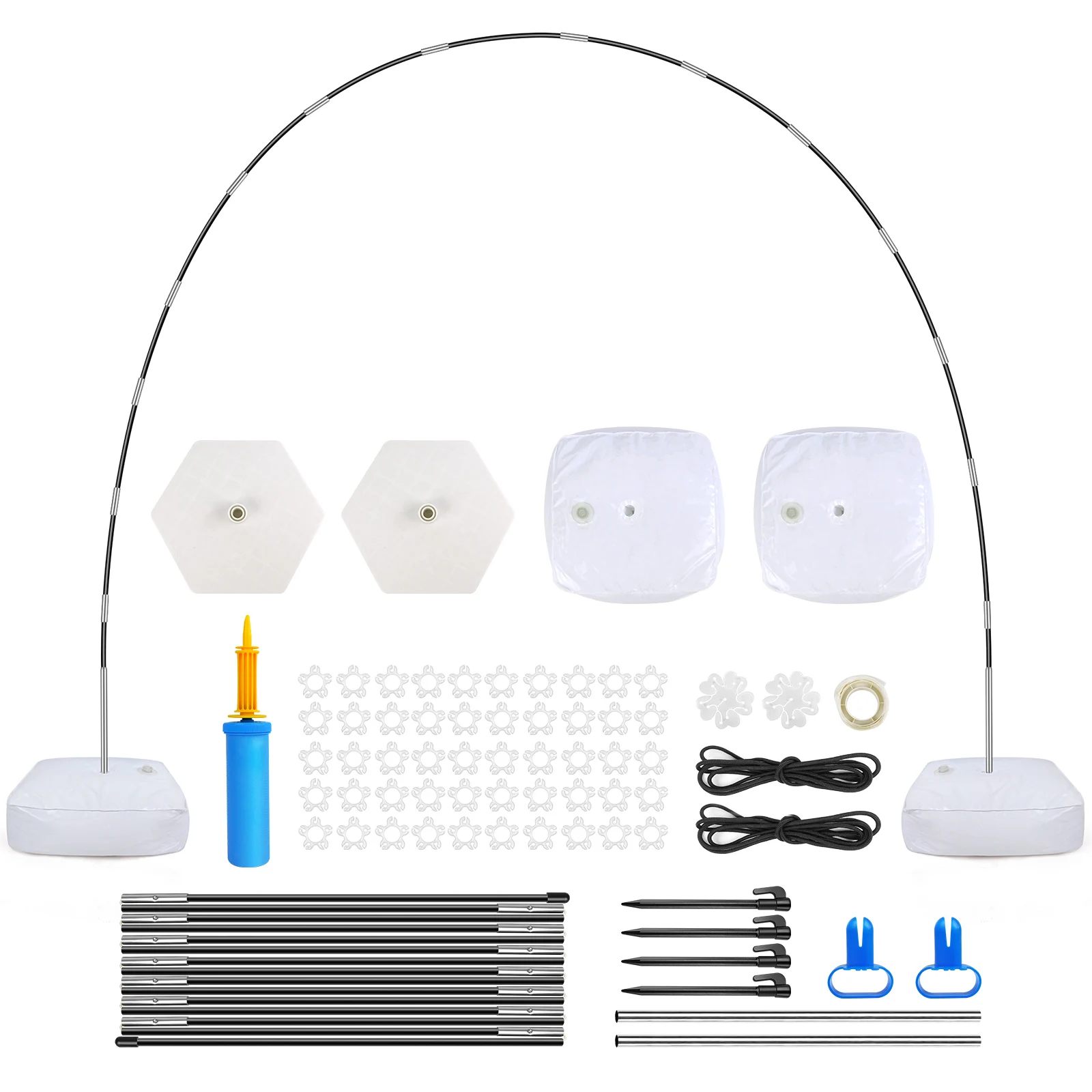 Kit d'arche de ballons 3m, colonnes en fibre de carbone pour décoration de fête DIY, supports de sacs d'eau avec pompe à air et nœudeur pour mariage, anniversaire, ouverture de magasin