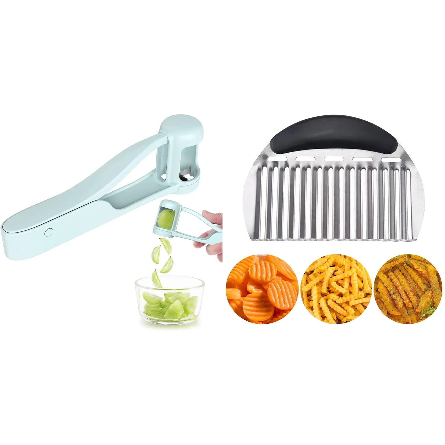 Grape Cutter,Strawberry Slicer & Crinkle Cutter, French Fry Cutter, /Slicer For Toddlers Baby,Grape Cherry Tomato Strawberry