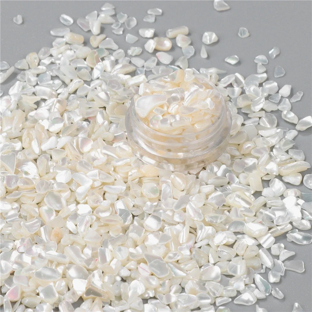 AliExpress Rainagem 3-5mm Natural White Gravel Aurora Shell Irregular Small Shell Chips Fit Nail Accessori Decor Diy Jewellery Ornaments Crafts
