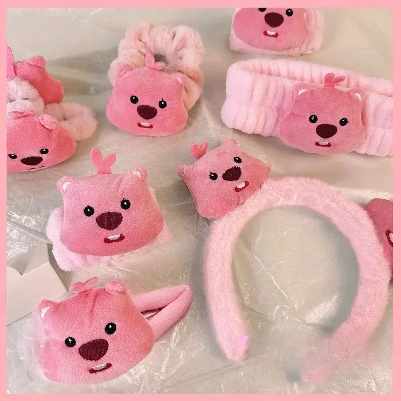 Kawaii rose boucle bandeau de cheveux corde castor pince à cheveux doux cerceau de cheveux mignon dessin animé cadeau Anime accessoires