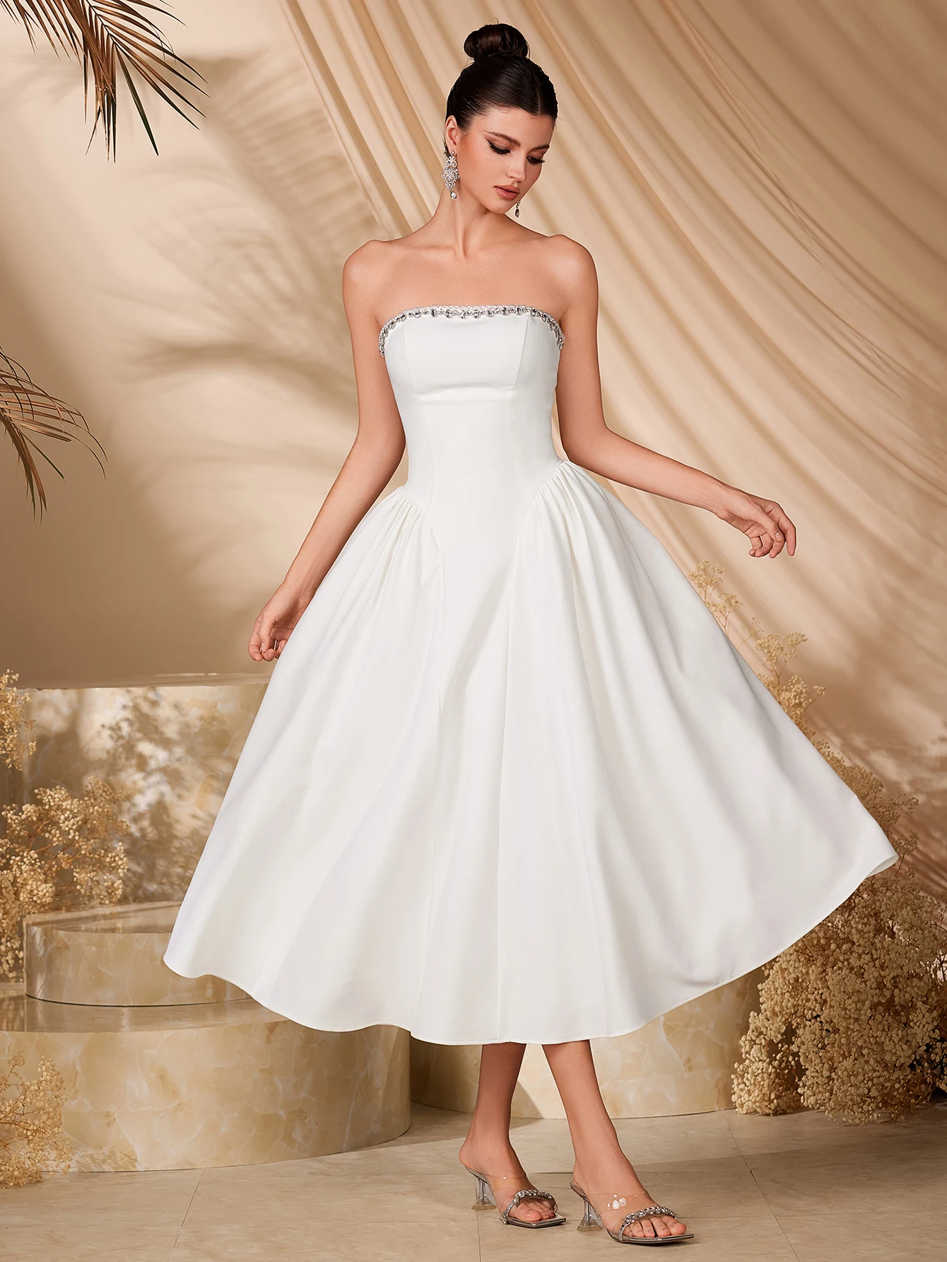 

Adyce Elegant Off-the-Shoulder Hand Beaded A-line Backless Tie Party Dresses Women For Prom Birthday Party Evening Vestidos
