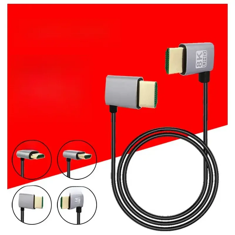 Câble HDMI 2.1V 8K 90 degrés, 8K 60Hz, 4K 120Hz, 48Gbps, EARC, ARC, HDCP, Ultra haute vitesse, HDR, pour téléviseur, ordinateur portable, projecteur