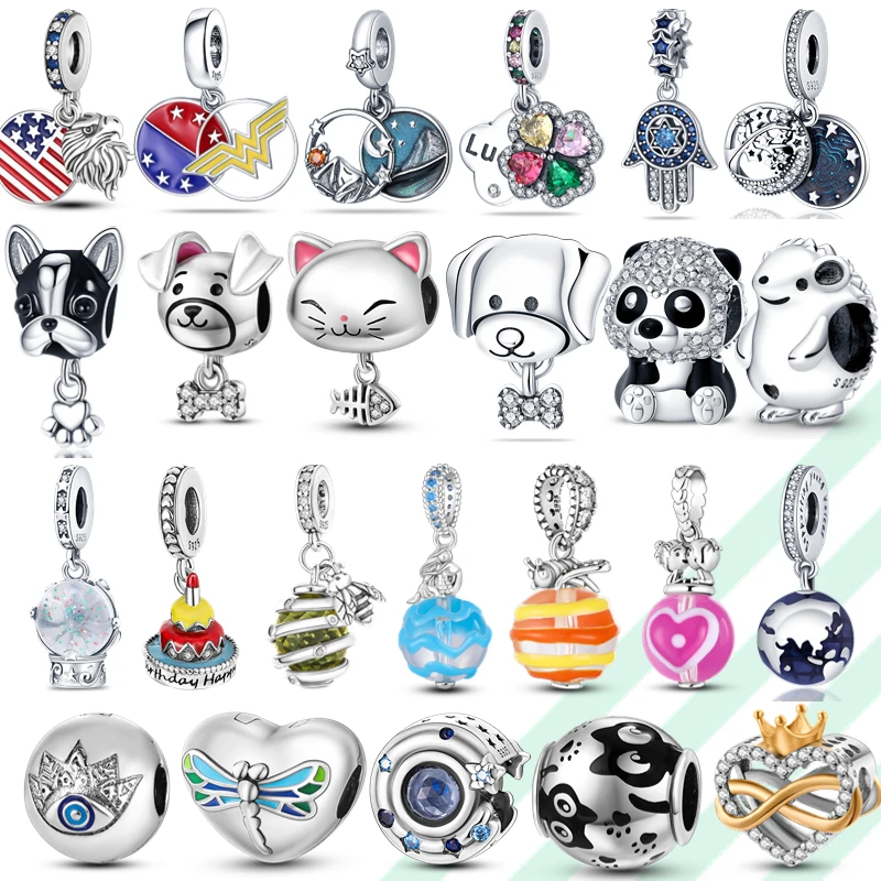 

halloween charm 925 Sterling Silver bee and puppy cat Charm Butterfly Evil Eye beads Fit Original 925 Pandora Bracelet For Women