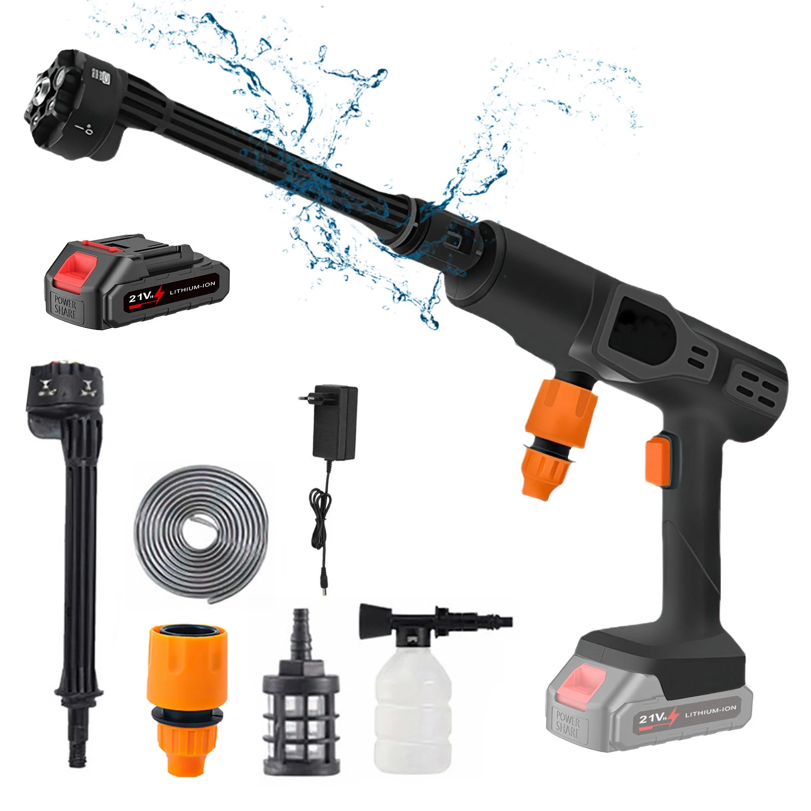60bar Draadloze Hogedrukreiniger Wasmachine 30000Mah Spray Waterpistool Tuin Waswater Reinigingsmachine Voor Makita 18V Batterij