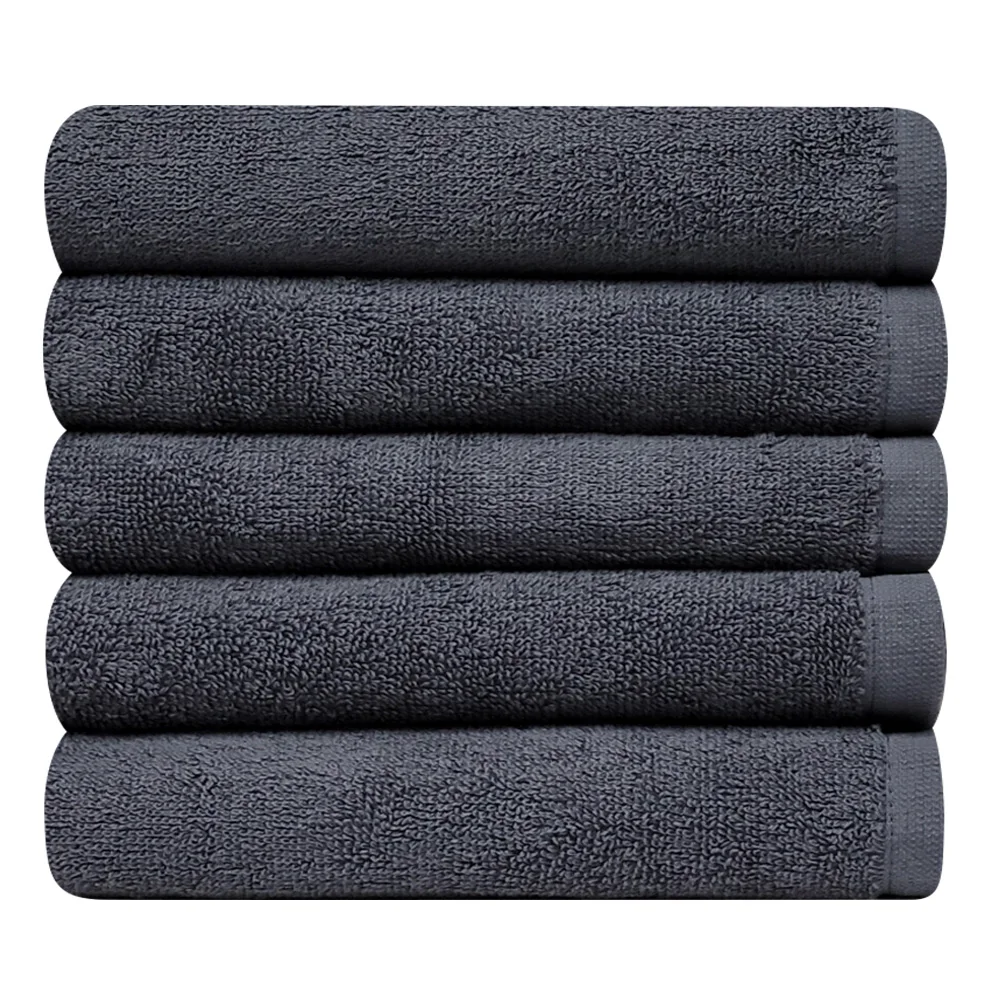 [Daju Towel] 5pcs/10pcs Daily Towel 120g 40cm x 80cm Charcoal Gray a bit Thin pure Cotton towel to Dry well in Summer. For Home/Business/Hair shop/Pension/nursing home/Fitness club/for a group use