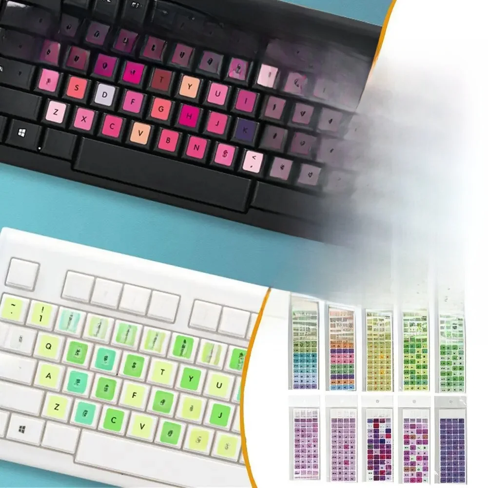 Naklejki na angielską klawiaturę laptopa Naklejki na klawisze w kolorze Macaron Naklejki na komputer stacjonarny Matowa folia naprawcza — zdjęcie 2