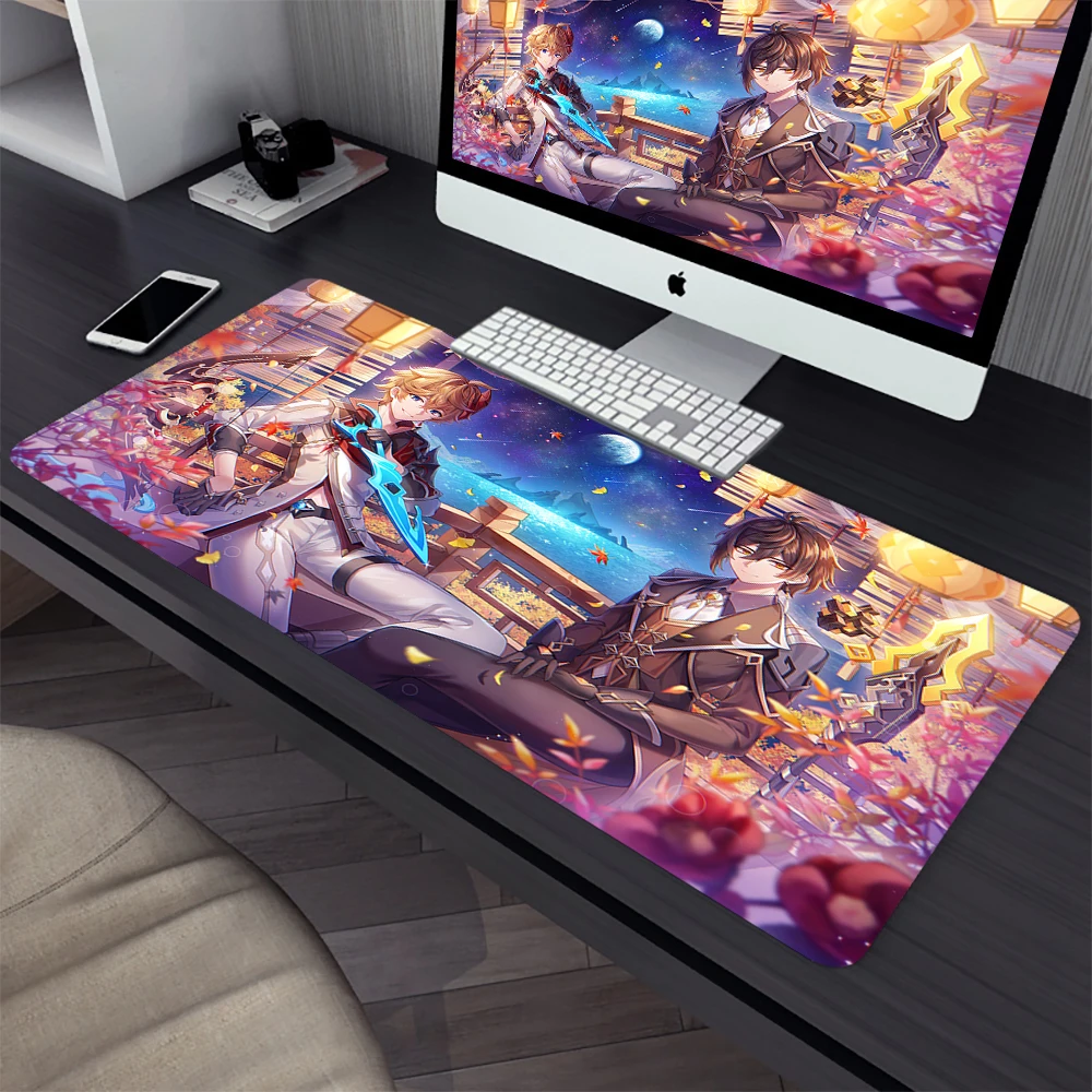 Genshin Impact Tartaglia Large Gaming Mouse Pad Computer Mousepad PC Gamer Mouse Mat Office Mausepad XXL Keyboard Mat Desk Pad