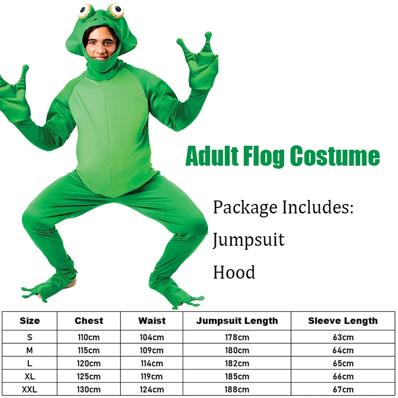 Mężczyźni Funny Swamp Water Animal Hooded Onesie Jumpsuit Adult Frog Prince Charming Costume