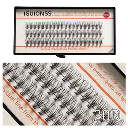 IGUIONSS 20D 30D 0.07 60 pcs 3 rows Self-Grafting Cluster Lashes Natural Mink Eyelash Individual Extension Lashes Makeup Cilias