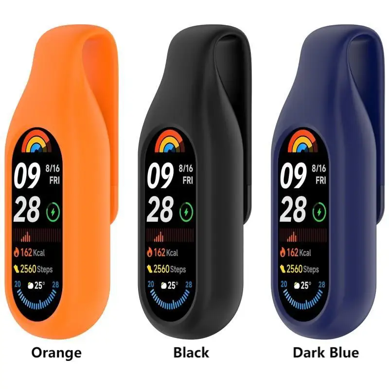 New Silicone Clip Case for Xiaomi Mi Band 10 9 8 Portable Clip Buckle Holder Shockproof Soft Case for Mi Band 10 9 8 NFC Bumper