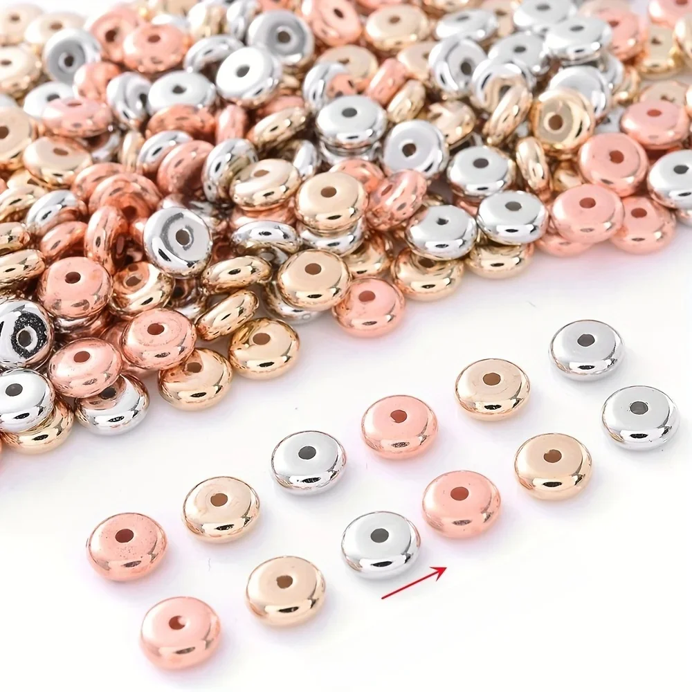 200 STKS Gemengde Kleur 6mm CCB Charm Spacer Wiel Kraal Ovale Platte Ronde Losse Kralen Goud Zilver Voor DIY Sieraden Maken Accessoires - afbeelding 2
