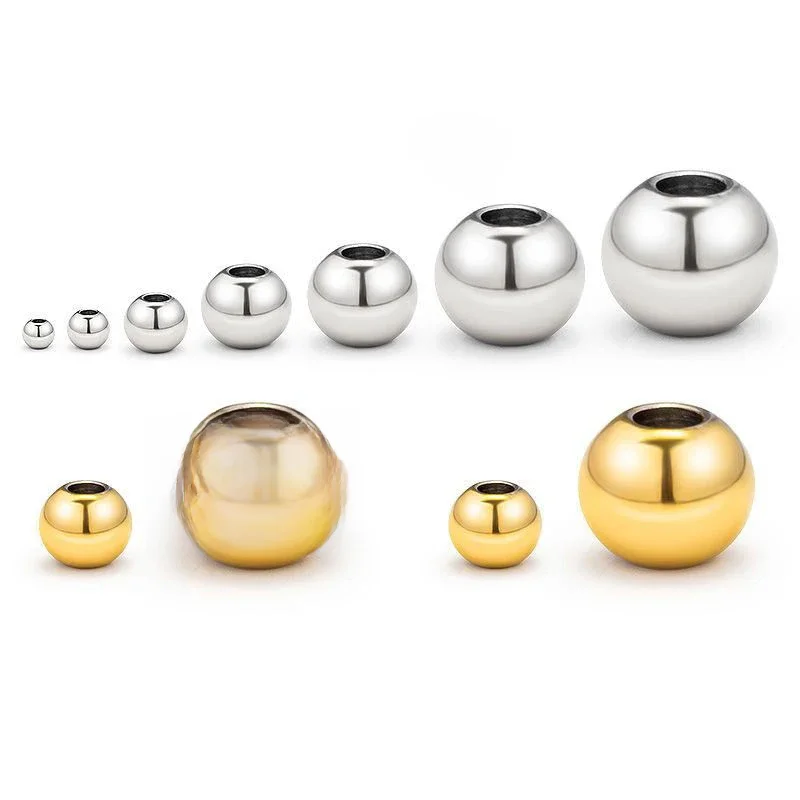 100 sztuk 2-4mm wysokiej jakości koraliki ze stali nierdzewnej do tworzenia biżuterii DIY luzem Spacer metalowe koraliki kulka do elementów bransoletek — zdjęcie 2